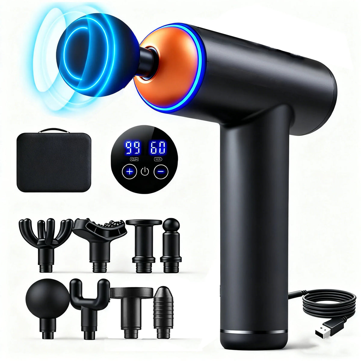 Mini 99 Levels Fascia Gun Handheld Portable Massage Gun Vibration Digital Display Muscle Massager Deep Tissue Massager for Body