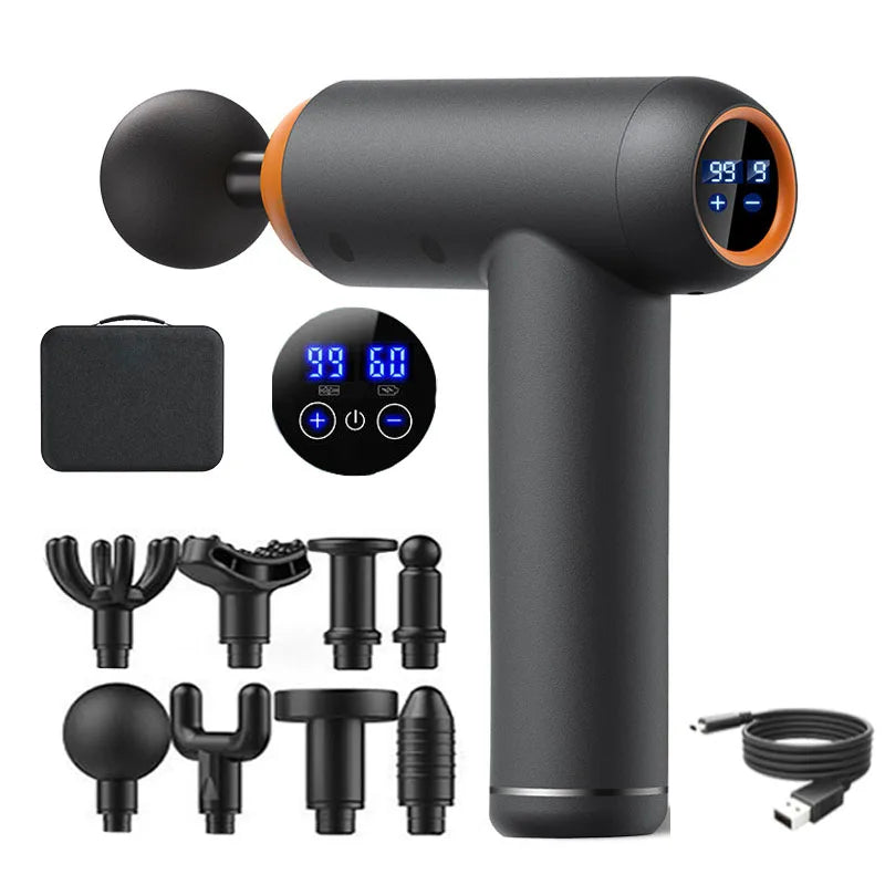 Mini 99 Levels Fascia Gun Handheld Portable Massage Gun Vibration Digital Display Muscle Massager Deep Tissue Massager for Body
