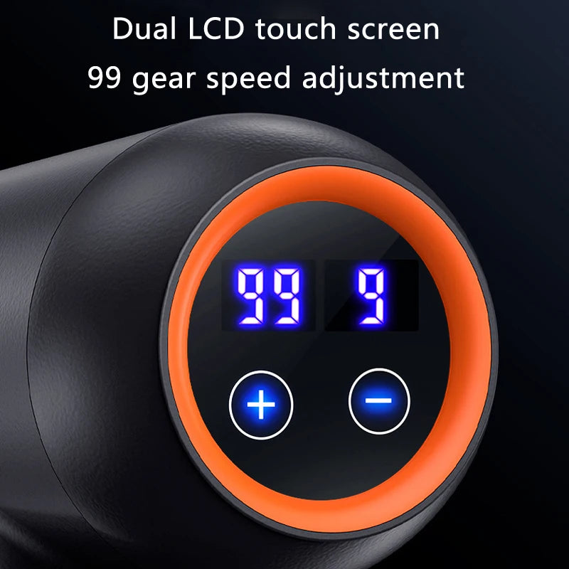 Mini 99 Levels Fascia Gun Handheld Portable Massage Gun Vibration Digital Display Muscle Massager Deep Tissue Massager for Body