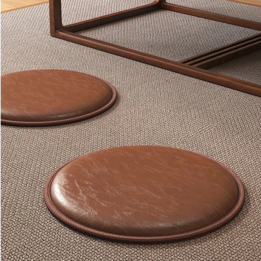 Zafu Thick Leather Cushion Soft Non-Slip Round Sitting Seat Pad Waterproof 35/40cm Dining Chair Pad Living Room