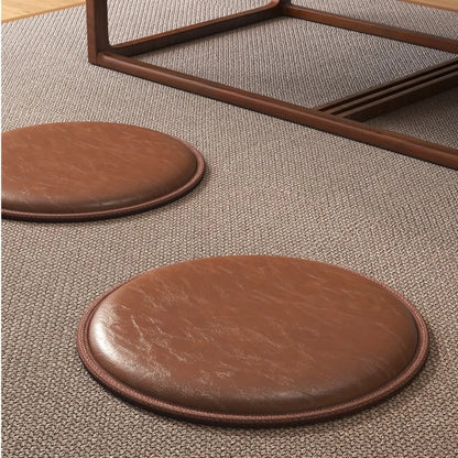 Zafu Thick Leather Cushion Soft Non-Slip Round Sitting Seat Pad Waterproof 35/40cm Dining Chair Pad Living Room