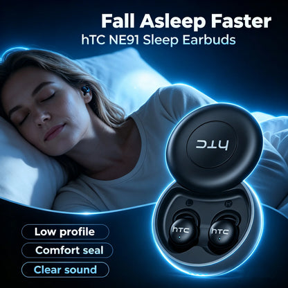 HTC NE91 Sleeping Aid Headphones Wireless Bluetooth Earphones Noise Reduction Earbuds Long Battery Life Fit Side Sleeper