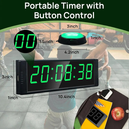 Gym Timer Clock for Home Gym, Fitness Timing with Start/Stop Button, Interval Timer for Workout, 12/24H Digital Wall Clock Gym