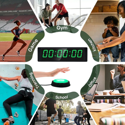 Gym Timer Clock for Home Gym, Fitness Timing with Start/Stop Button, Interval Timer for Workout, 12/24H Digital Wall Clock Gym