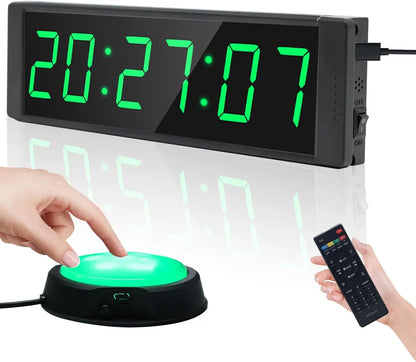 Gym Timer Clock for Home Gym, Fitness Timing with Start/Stop Button, Interval Timer for Workout, 12/24H Digital Wall Clock Gym