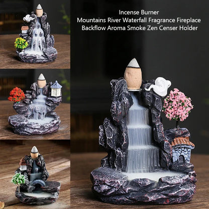 Backflow Incense Holder Waterfall Incense Burner Home Decor Aromatherapy Ornament Incense Cones with Backflow Incense Cones