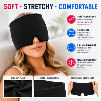 Hot Cold Therapy Gel Ice Cap Migraine Relief Hat Headache Cooling Wrap Sleep Eye Mask for Puffy Eyes Tension Stress Relaxation