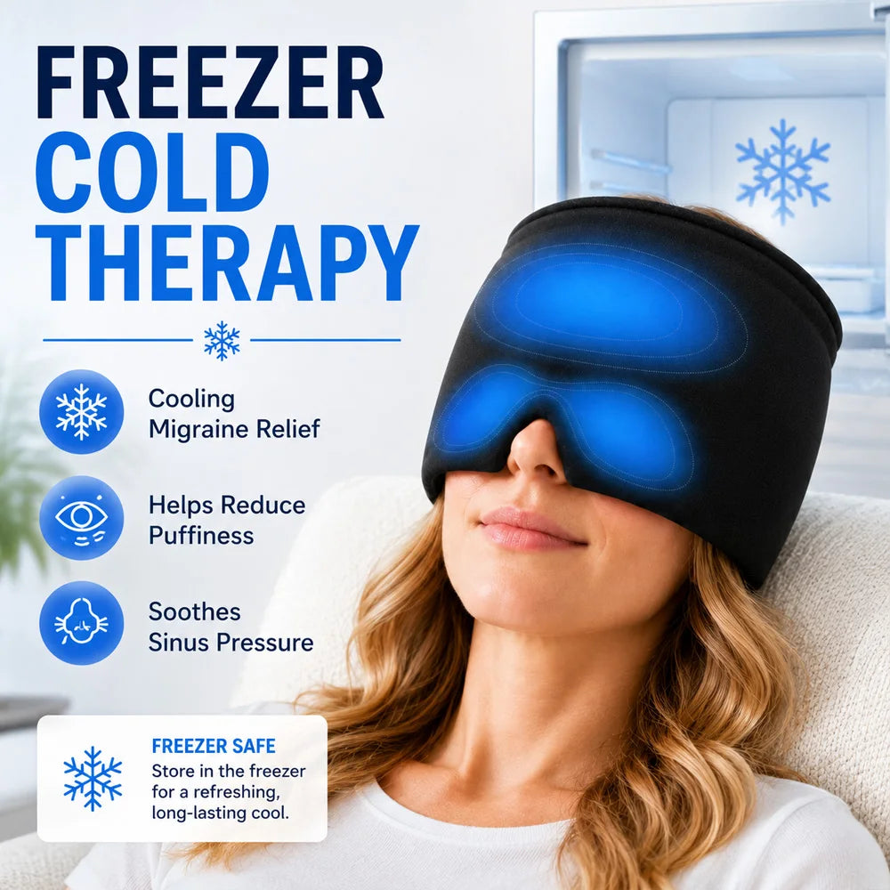 Hot Cold Therapy Gel Ice Cap Migraine Relief Hat Headache Cooling Wrap Sleep Eye Mask for Puffy Eyes Tension Stress Relaxation