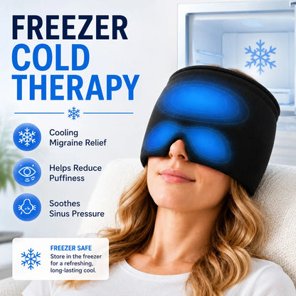 Hot Cold Therapy Gel Ice Cap Migraine Relief Hat Headache Cooling Wrap Sleep Eye Mask for Puffy Eyes Tension Stress Relaxation