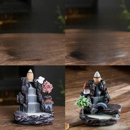 Backflow Incense Holder Waterfall Incense Burner Home Decor Aromatherapy Ornament Incense Cones with Backflow Incense Cones