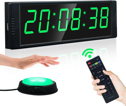 Gym Timer Clock for Home Gym, Fitness Timing with Start/Stop Button, Interval Timer for Workout, 12/24H Digital Wall Clock Gym