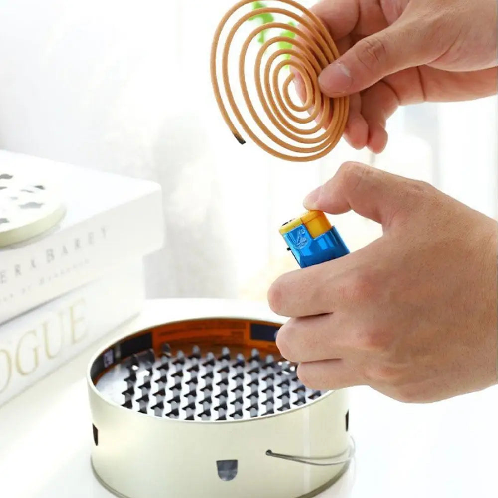 Mosquito Spiral Holder Box with Lid Fireproof Mosquito Coil Burner Safe Windproof Mosquito Repellent Tray Incense Holder