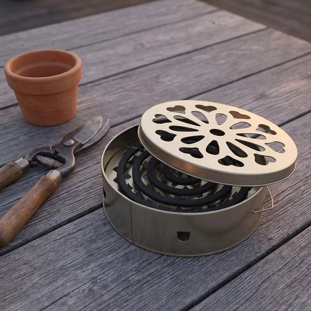 Mosquito Spiral Holder Box with Lid Fireproof Mosquito Coil Burner Safe Windproof Mosquito Repellent Tray Incense Holder