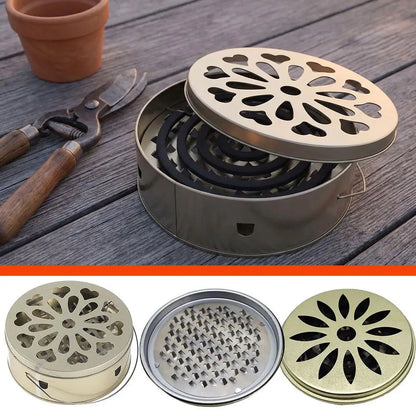 Mosquito Spiral Holder Box with Lid Fireproof Mosquito Coil Burner Safe Windproof Mosquito Repellent Tray Incense Holder