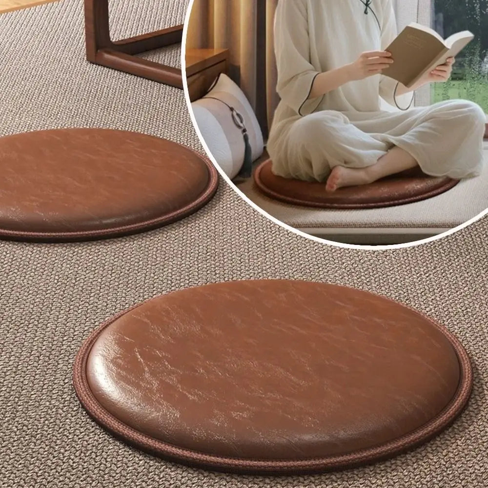 Zafu Thick Leather Cushion Soft Non-Slip Round Sitting Seat Pad Waterproof 35/40cm Dining Chair Pad Living Room