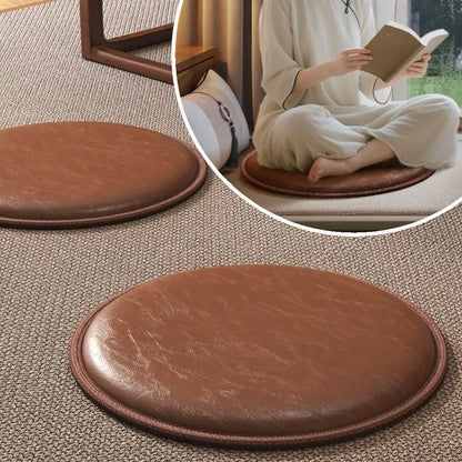 Zafu Thick Leather Cushion Soft Non-Slip Round Sitting Seat Pad Waterproof 35/40cm Dining Chair Pad Living Room