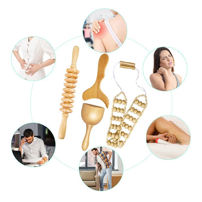 1Pcs Wooden Massage Tool Sets Pain Relief Massager Roller Anti CorporalAnti Cellulite Body Slimmling Gua Sha Back Massager