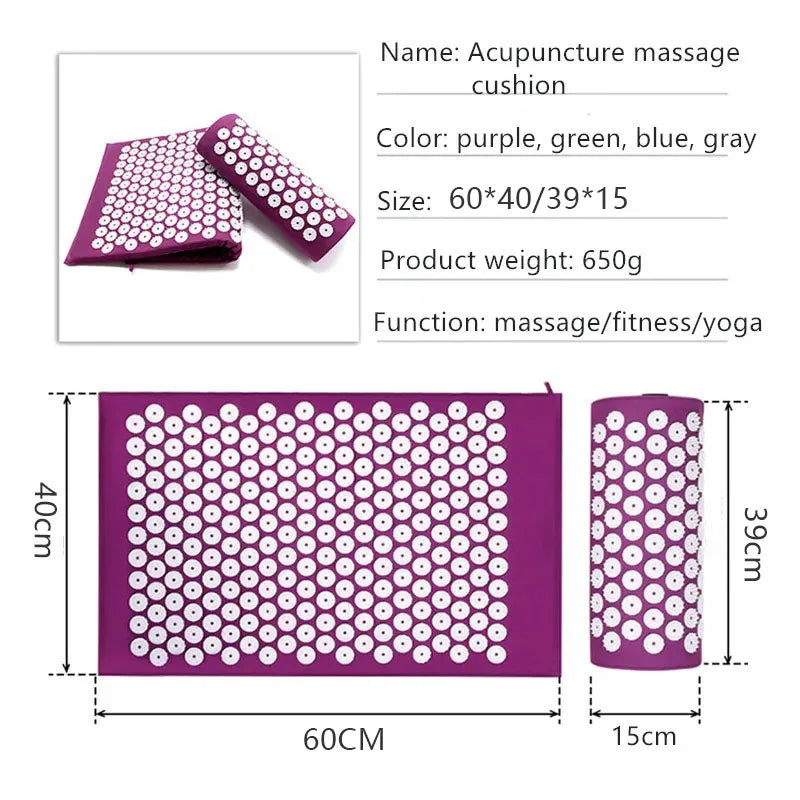 Massager Yoga Mat Cushion acupressure Massage Mat Sets Spike Fitness yoga Pilates Relieve Stress Back Pain Applicator kuznetsov