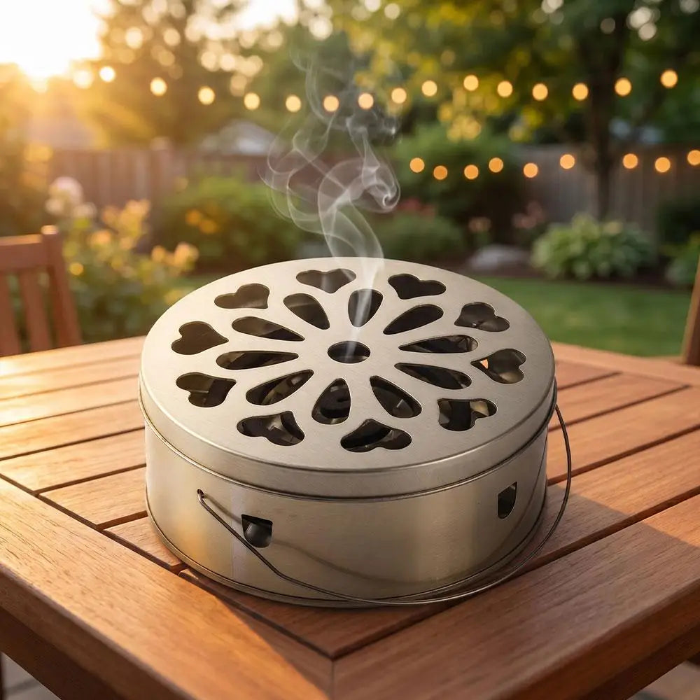Mosquito Spiral Holder Box with Lid Fireproof Mosquito Coil Burner Safe Windproof Mosquito Repellent Tray Incense Holder