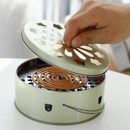 Mosquito Spiral Holder Box with Lid Fireproof Mosquito Coil Burner Safe Windproof Mosquito Repellent Tray Incense Holder