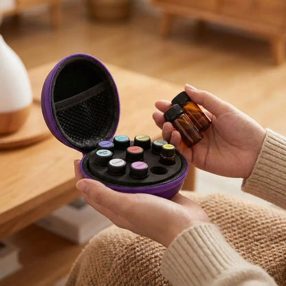10 Bottles Capacity Essential Oil Storage Box Hard Shell Shockproof Insulin Storage Case 1-2ML Bottle Zipper Closure Bag