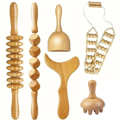 1Pcs Wooden Massage Tool Sets Pain Relief Massager Roller Anti CorporalAnti Cellulite Body Slimmling Gua Sha Back Massager