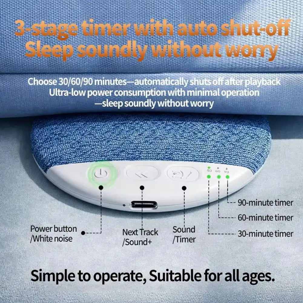 Under Pillow Mini Speaker 5.4 Hifi Stereo Sound Machine White Noise With 30/60/90 Min Timer For Bedroom Sleep