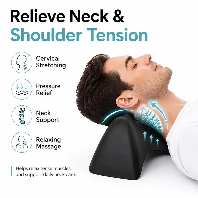 PU Acupressure Trigger Points Neck Traction Pillow Portable Cervical Spine Massage Ergonomic Stretching Device Relaxation