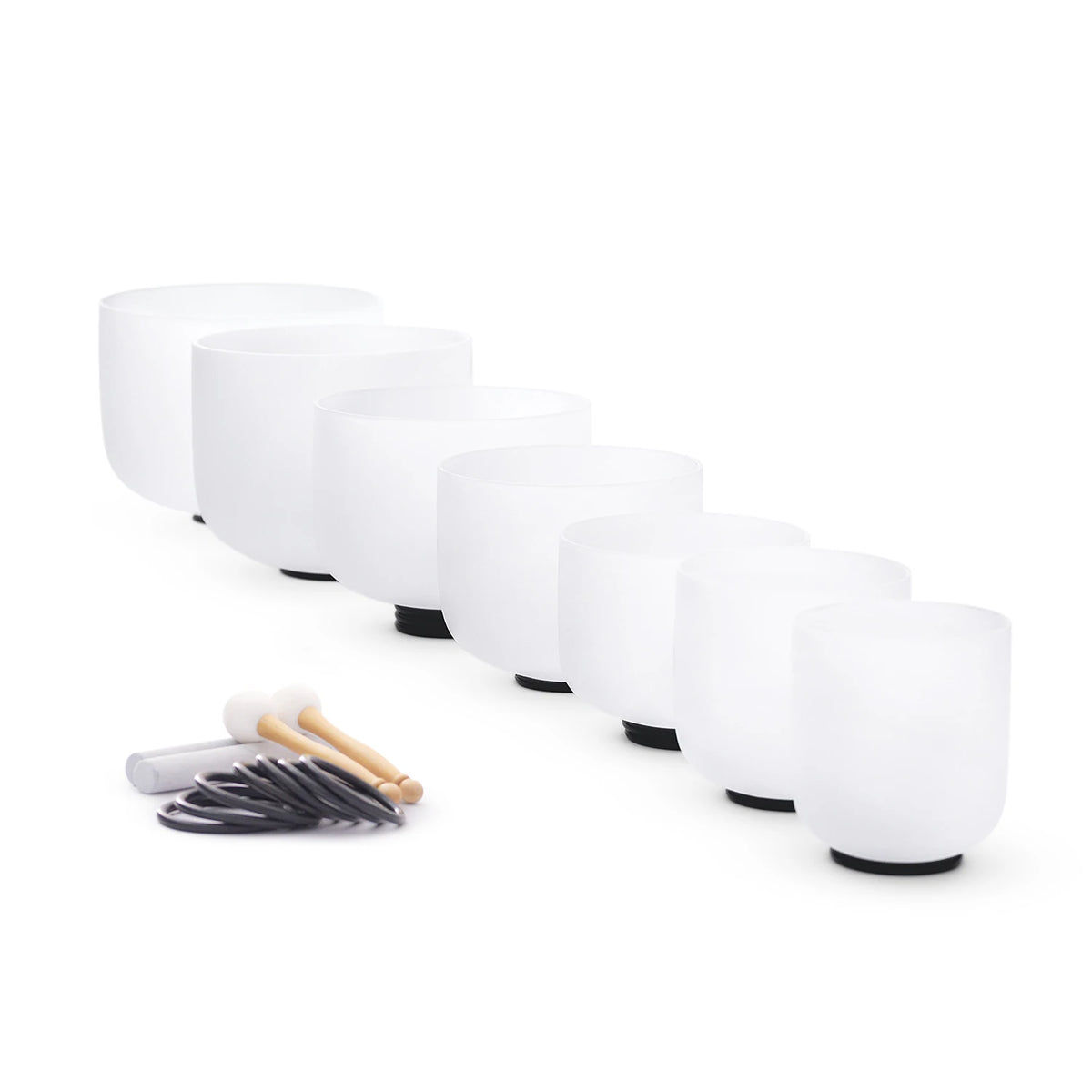Hye-eun 7pcs 7"-12" Crystal Singing Bowls Chakra Set of 7 with Carrying Cases for Yoga Medication Sound Healing Deep Relaxation