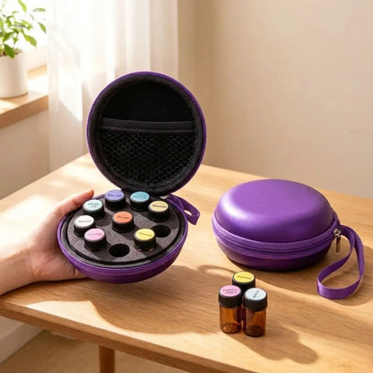 10 Bottles Capacity Essential Oil Storage Box Hard Shell Shockproof Insulin Storage Case 1-2ML Bottle Zipper Closure Bag